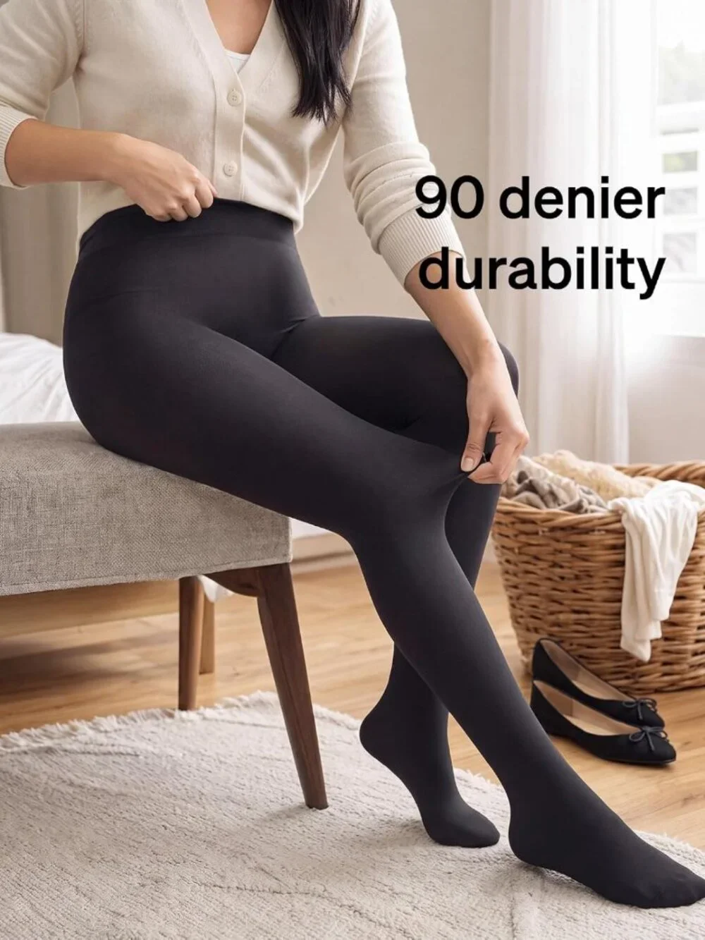 Super Opaque Control Top Tights for Women - Comfortable & Stylish Legwear